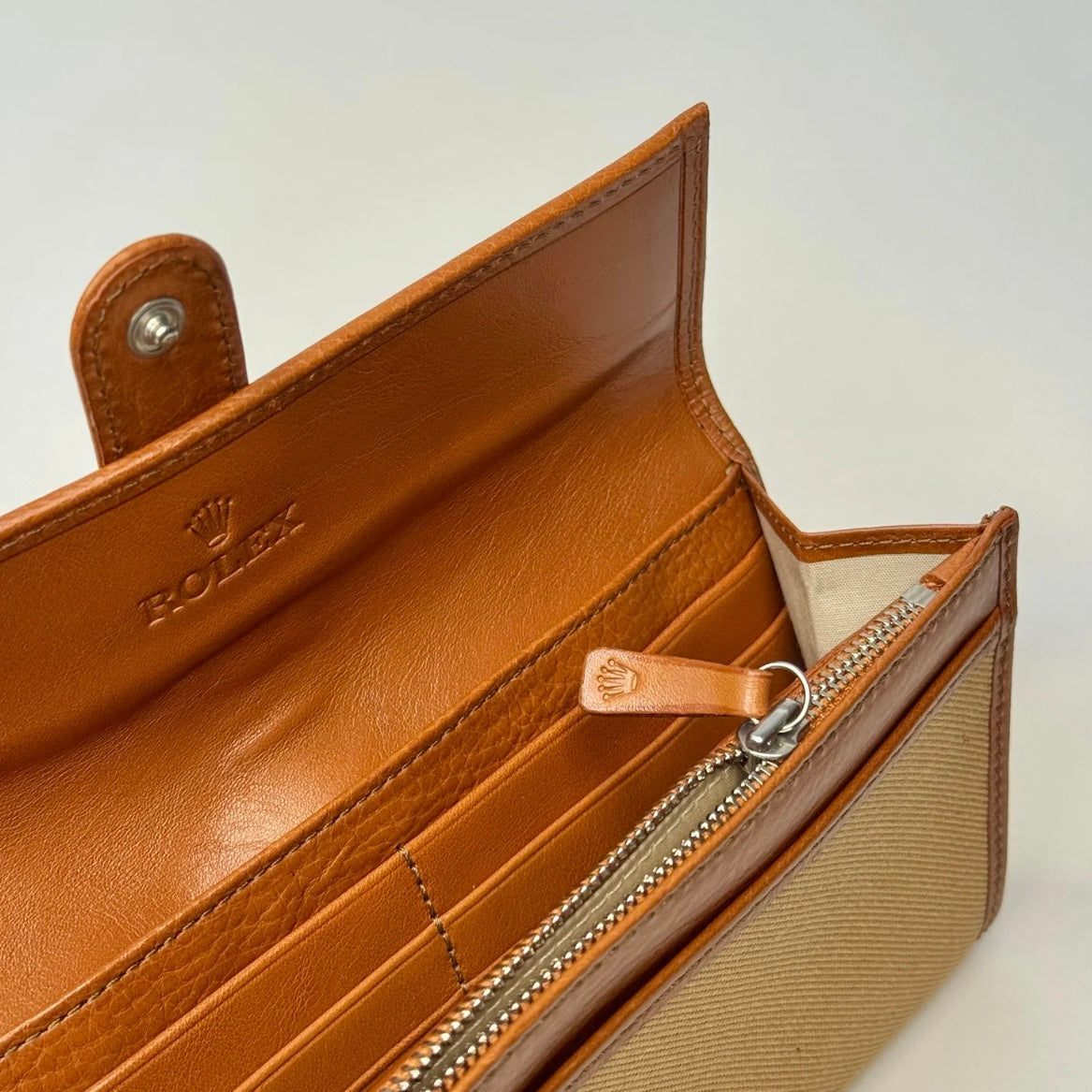 Rolex Signature Canvas Tan Travel Pouch