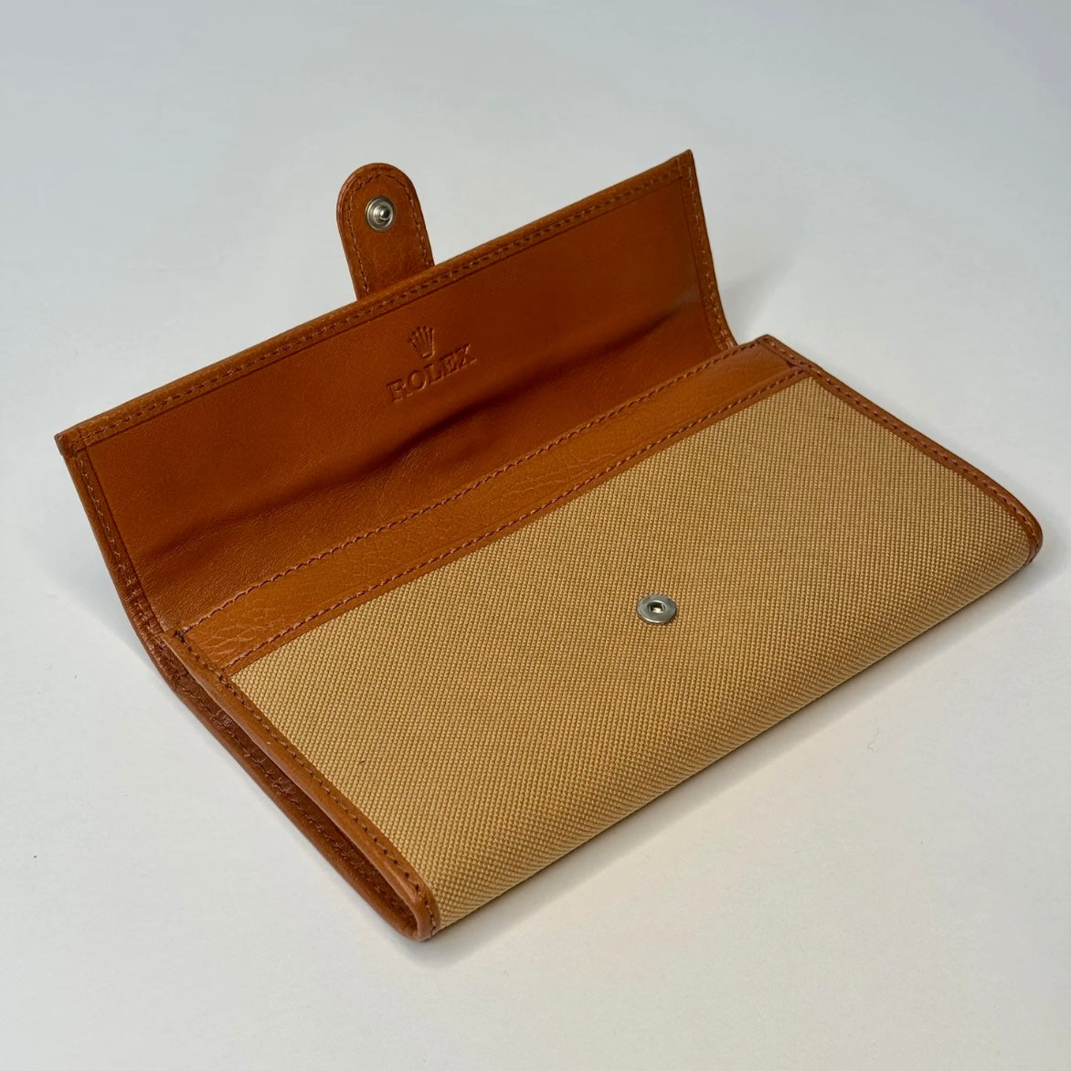 Rolex Signature Canvas Tan Travel Pouch