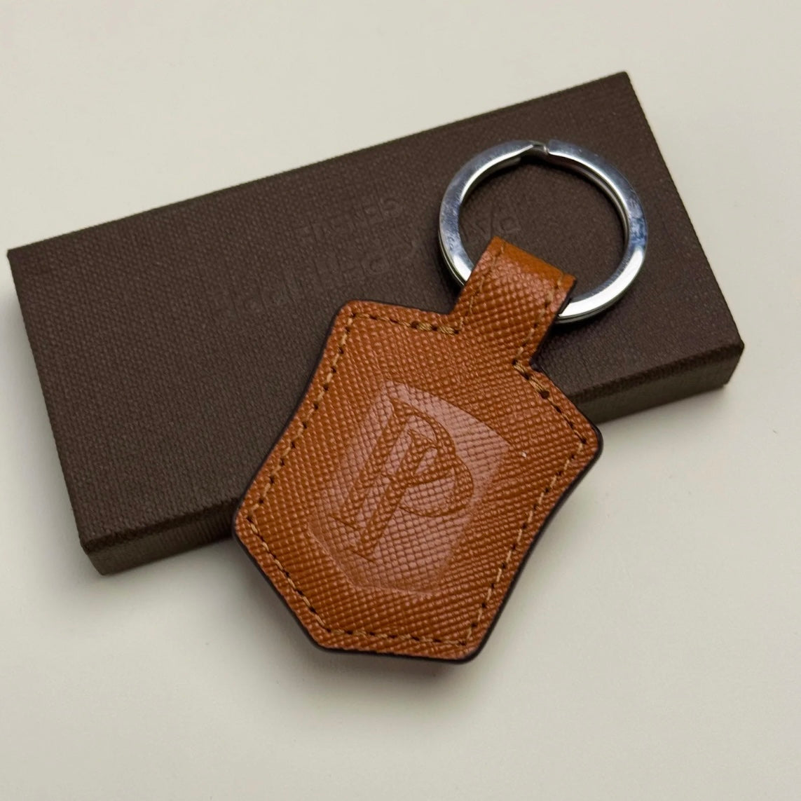 Patek Philippe Tan Saffiano Leather Keychain