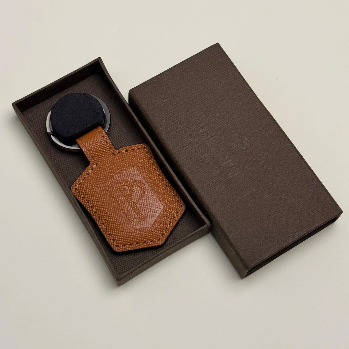 Patek Philippe Tan Saffiano Leather Keychain