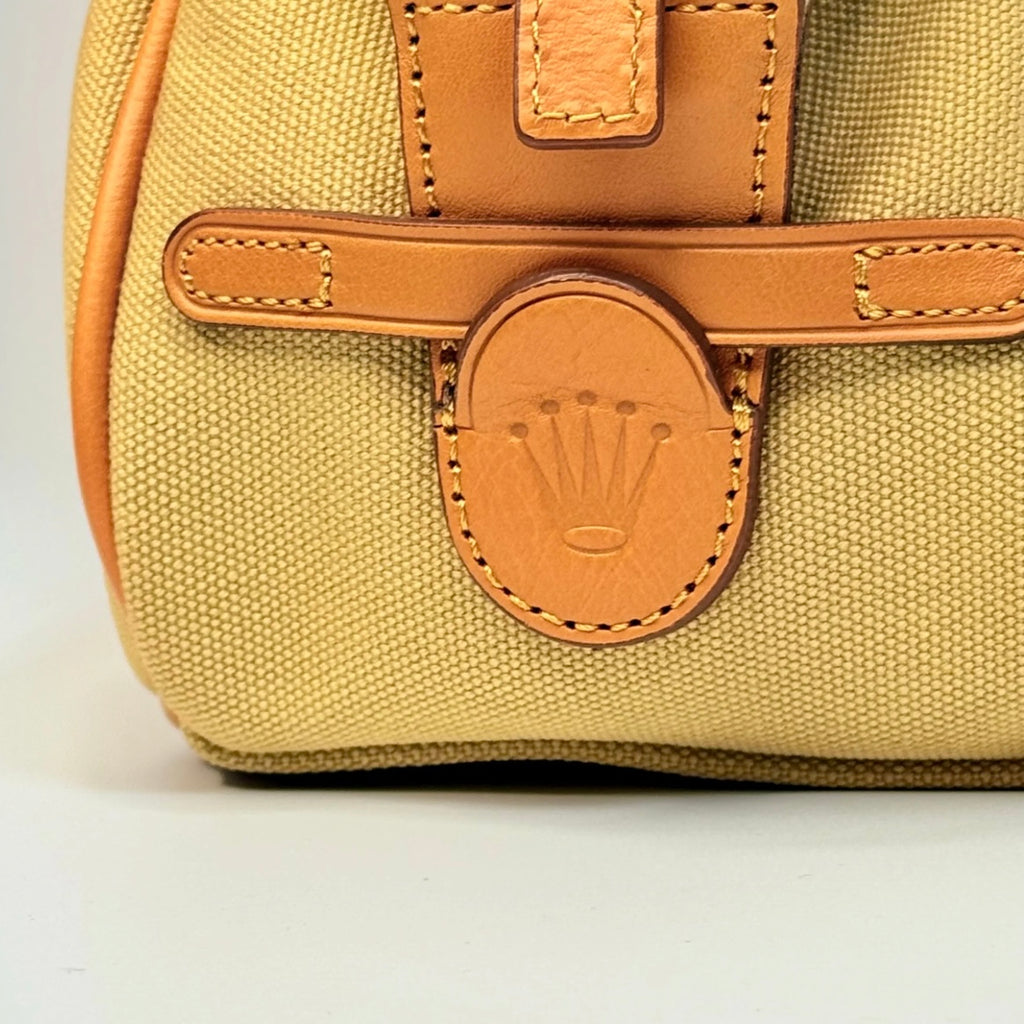 Rolex Crown Tan Canvas Travel Bag 2000s